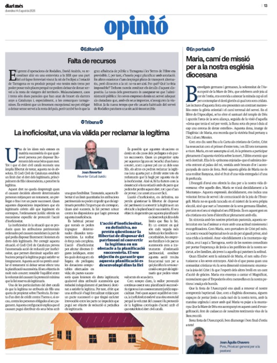 La inoficiositat, una via vàlida per reclamar la legítima